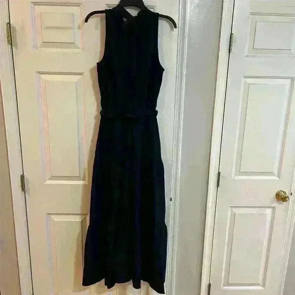 Anne Klein Women's Sleeveless Belted Gauze Midi Dress Blue Size 2 - Picture 2 of 9